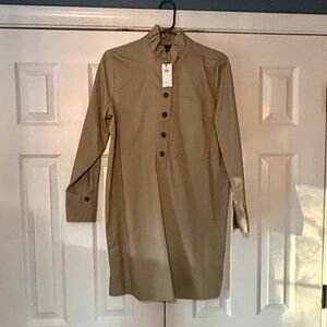 Banana Republic Factory Tan Long Sleeve Button-Up Shirt Dress